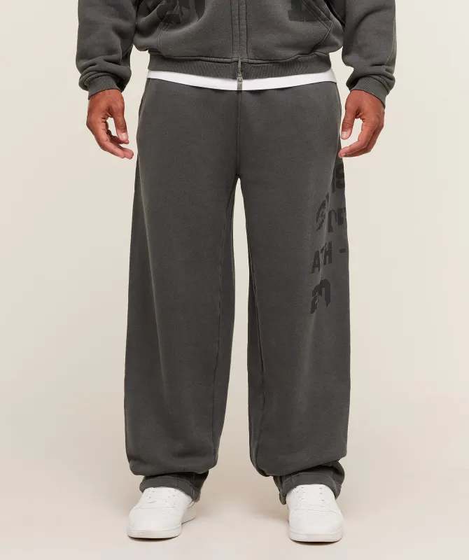 Gymshark Collegiate Washed Wide Leg Jogger - Asphalt Grey sold by Gymshark