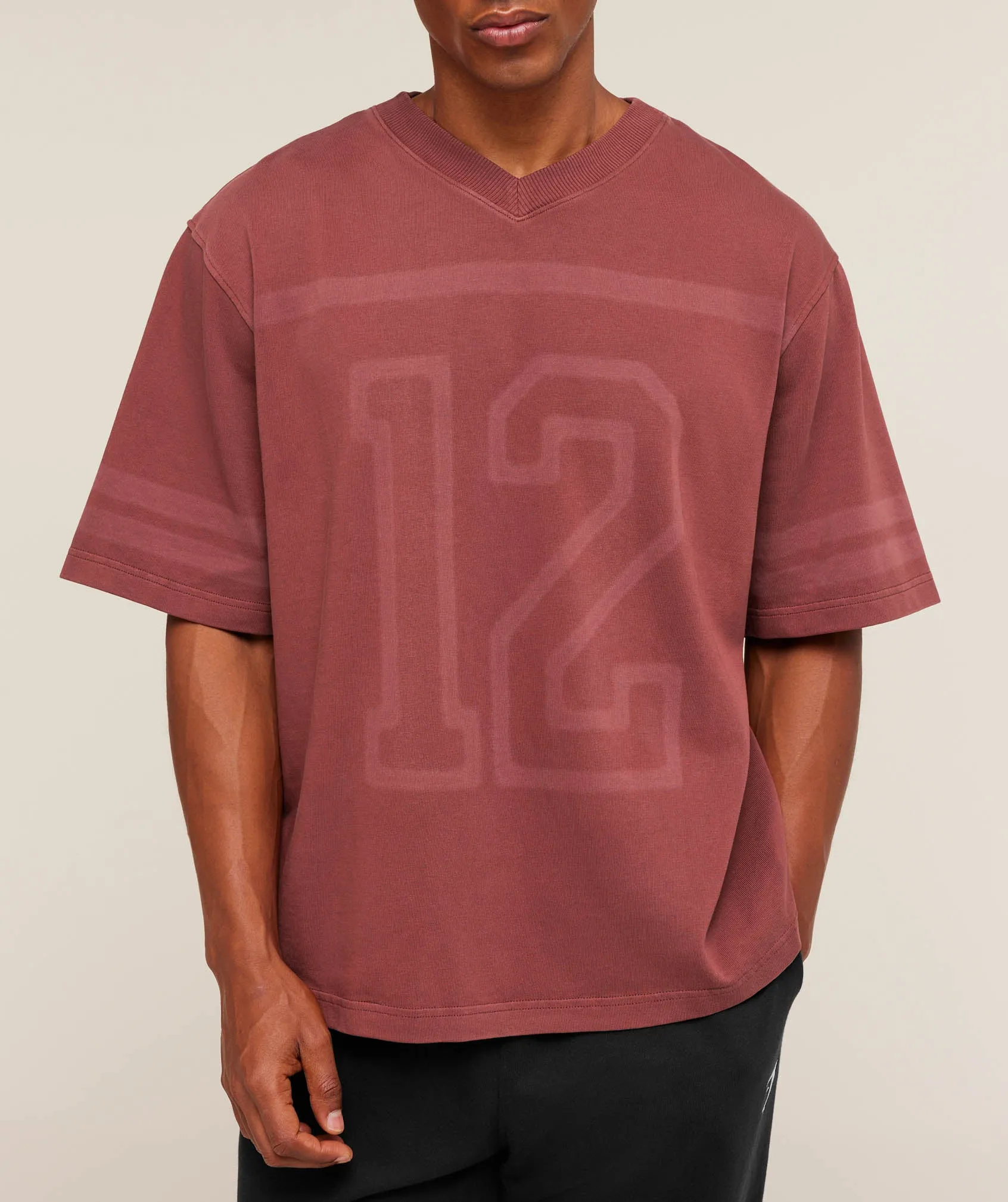 Gymshark Collegiate Washed Jersey T-Shirt - Burgundy Brown sold by Gymshark product image thumbnail 5