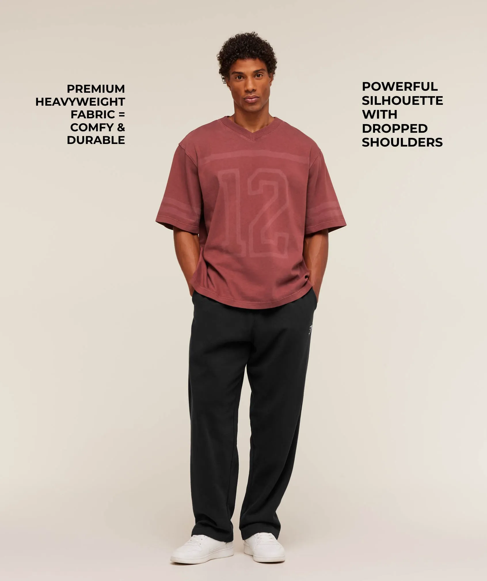 Gymshark Collegiate Washed Jersey T-Shirt - Burgundy Brown sold by Gymshark product image thumbnail 2