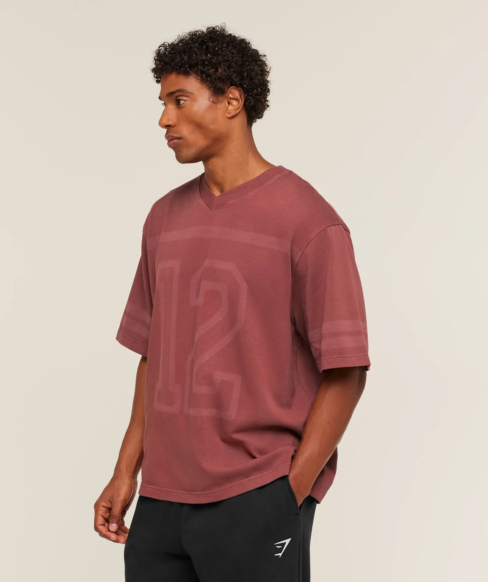 Gymshark Collegiate Washed Jersey T-Shirt - Burgundy Brown sold by Gymshark product image thumbnail 4