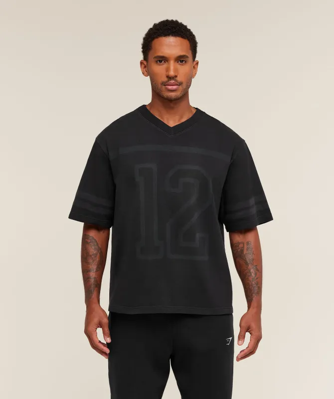 Gymshark Collegiate Washed Jersey T-Shirt - Black sold by Gymshark