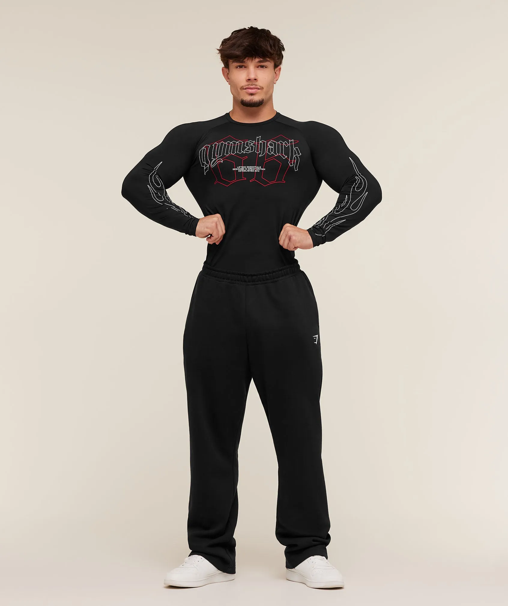 Gymshark Outline Graphic Long Sleeve Baselayer - Black sold by Gymshark product image thumbnail 4