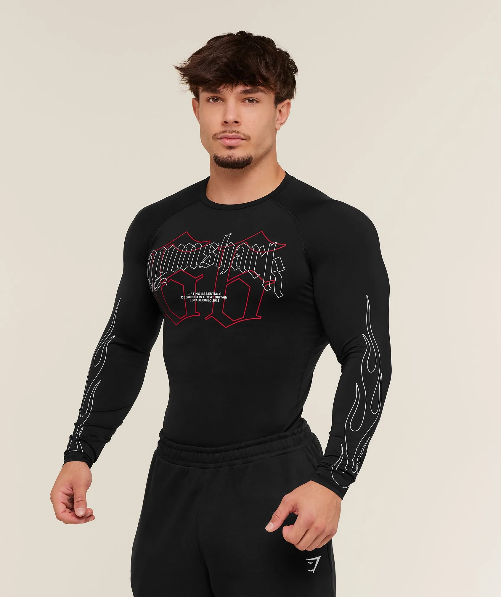 Gymshark Outline Graphic Long Sleeve Baselayer - Black sold by Gymshark product image thumbnail 3