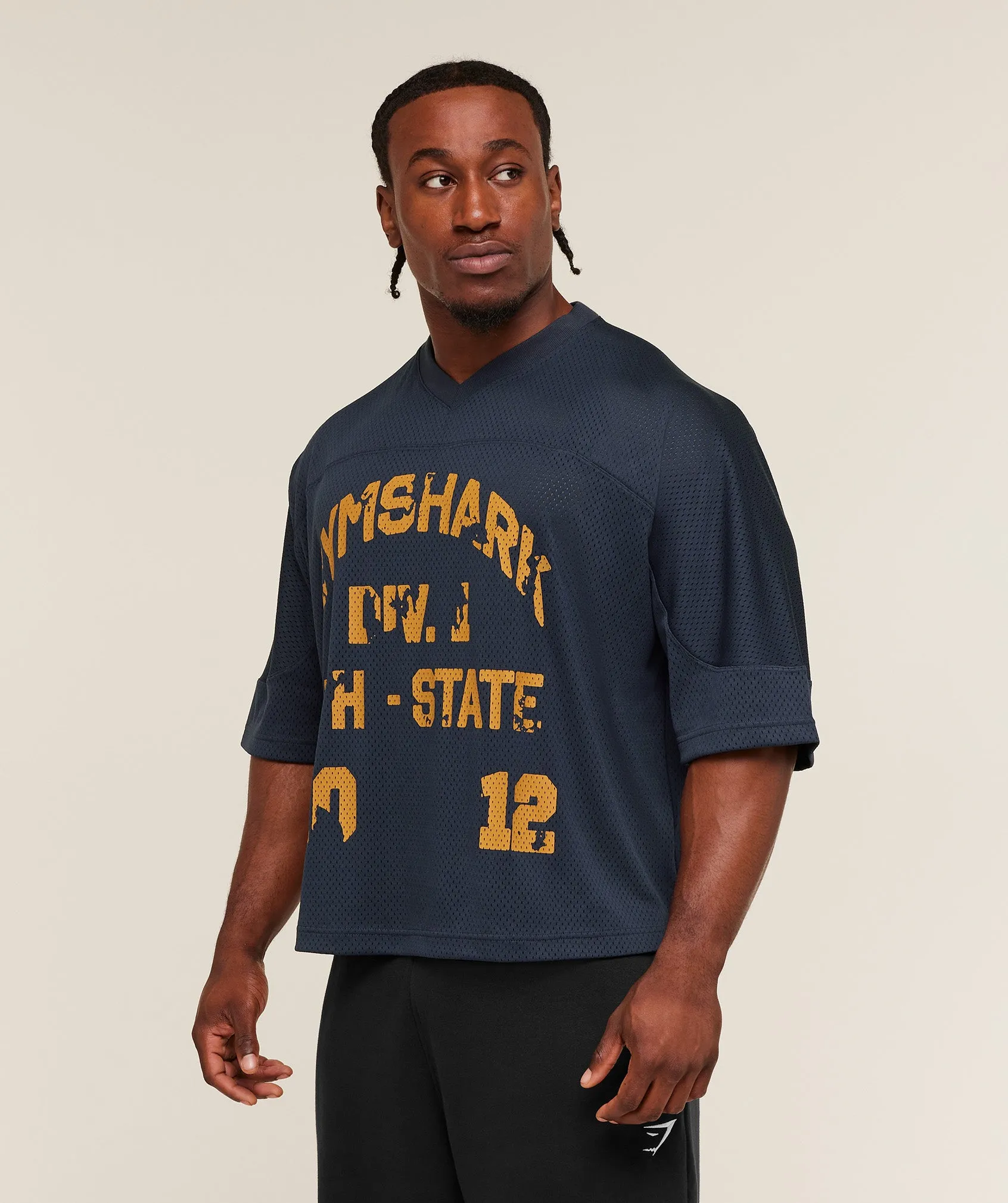 Gymshark Graphic Mesh Oversized T-Shirt - Heavy Blue sold by Gymshark product image thumbnail 4