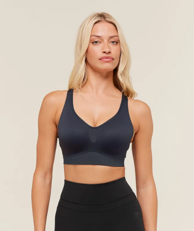 Gymshark High Support V-Neck Sports Bra - Heavy Blue sold by Gymshark