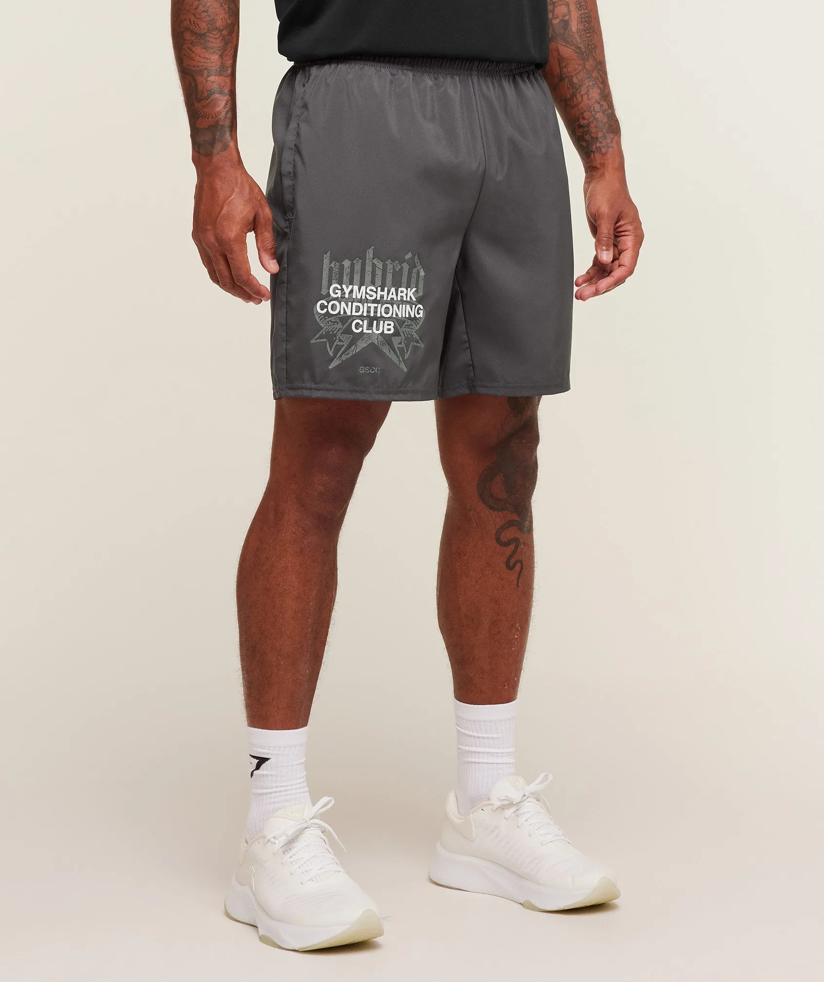 Gymshark Hybrid Graphic 7" Shorts - Onyx Grey sold by Gymshark product image thumbnail 3