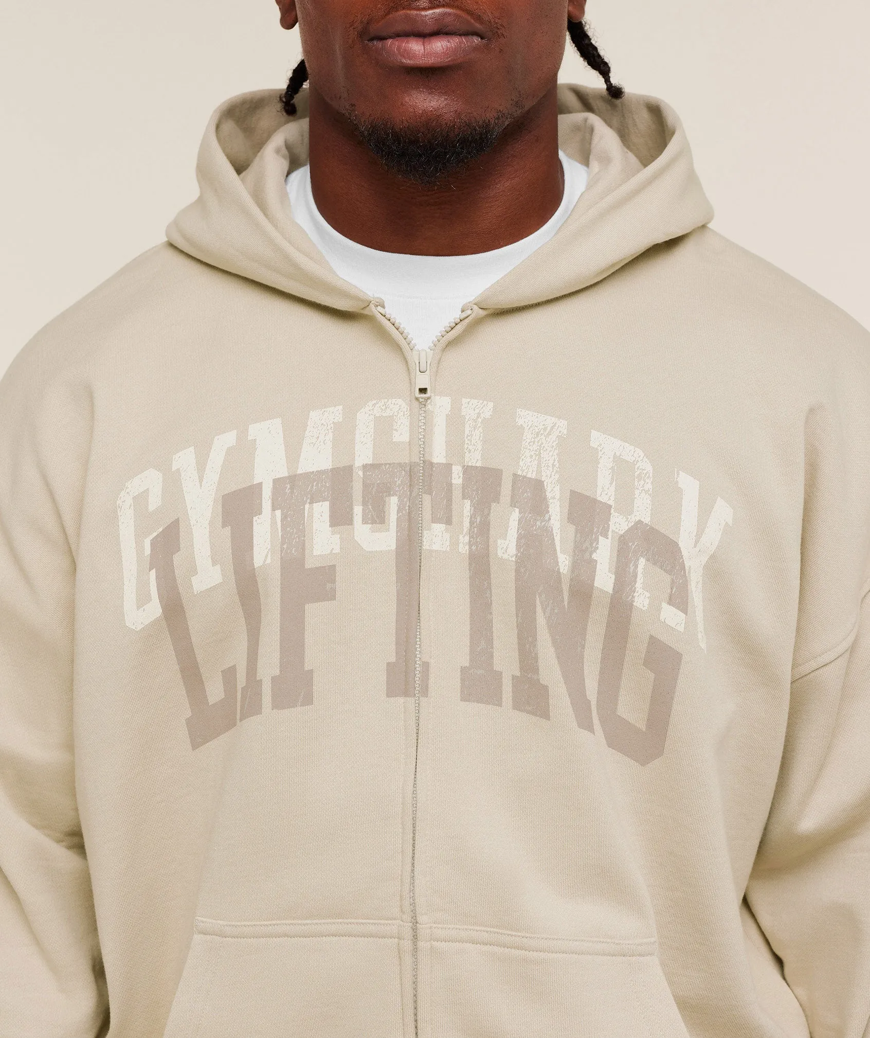 Gymshark Layered Graphic Zip Up Hoodie - Pebble Grey sold by Gymshark product image thumbnail 5