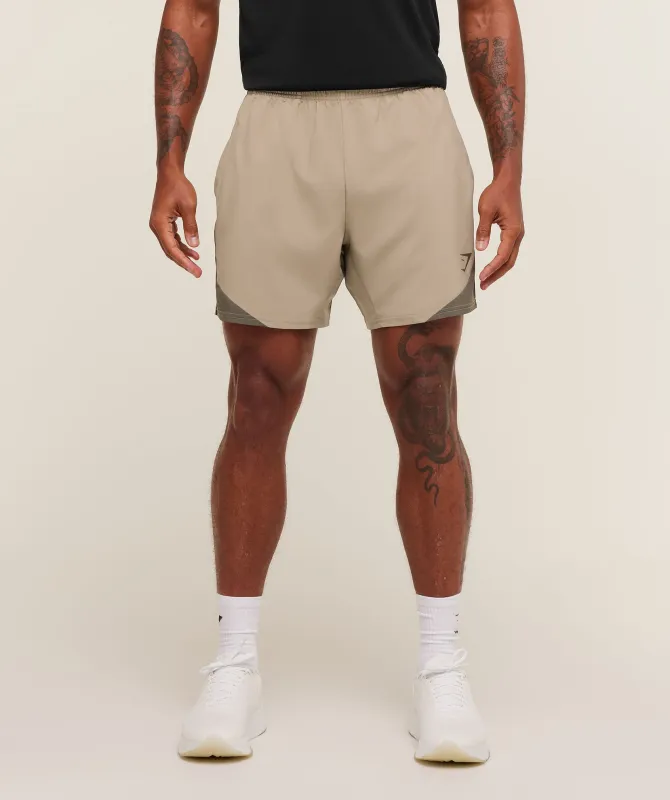 Gymshark Arrival Block 6" Shorts - Cement Brown sold by Gymshark