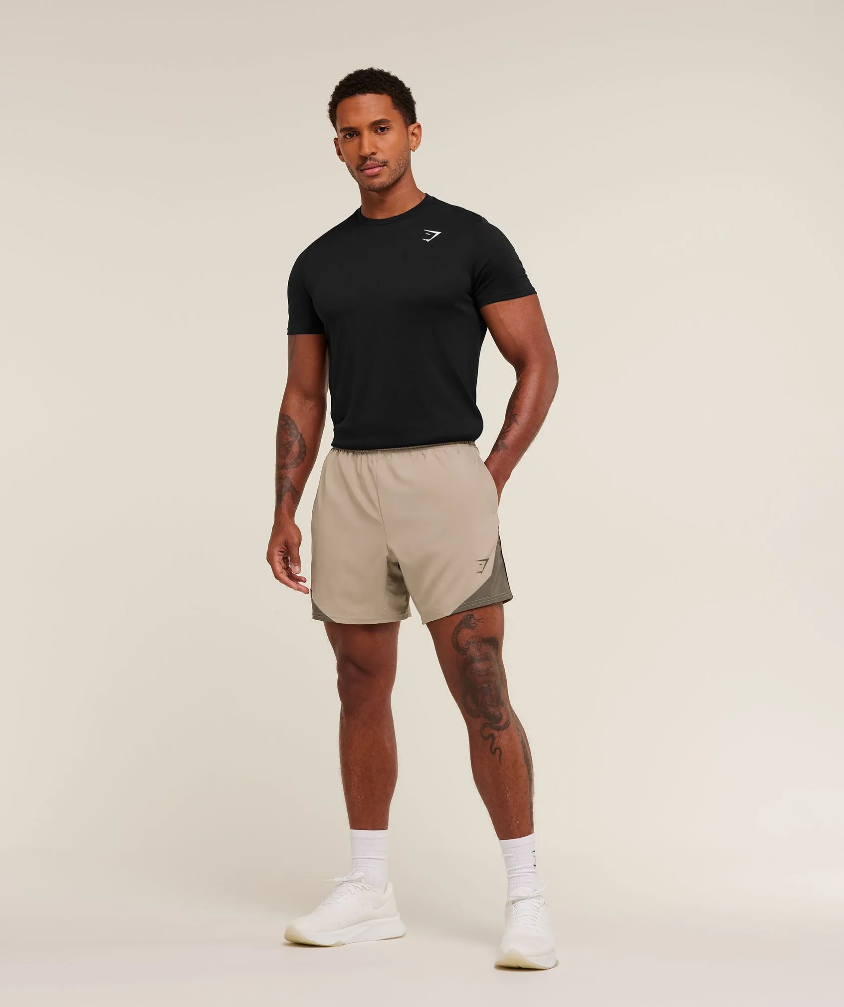 Gymshark Arrival Block 6" Shorts - Cement Brown sold by Gymshark product image thumbnail 4