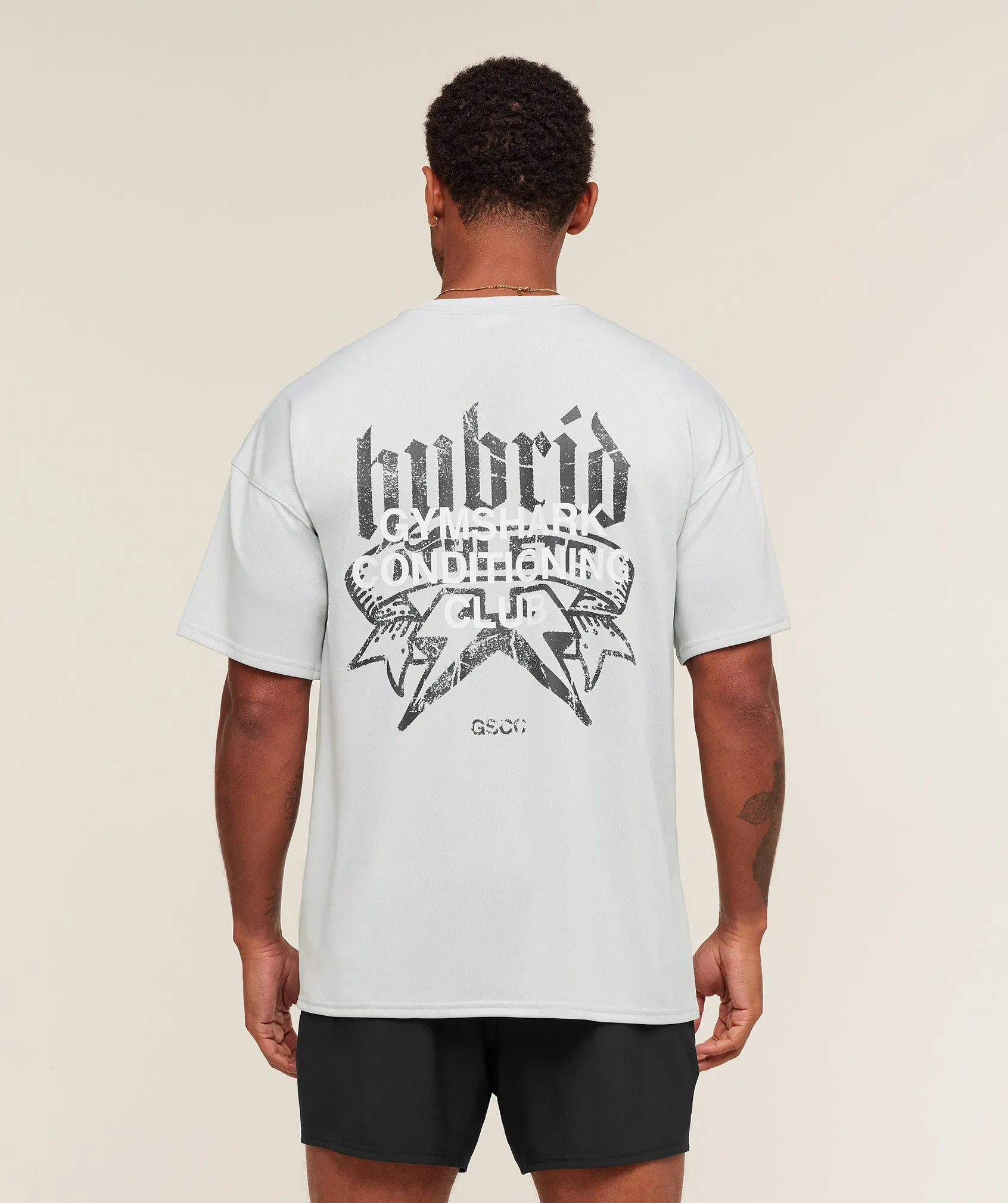 Gymshark Hybrid Graphic T-Shirt - Light Grey sold by Gymshark