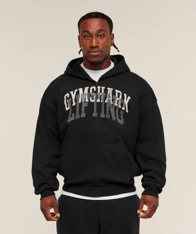 Gymshark Layered Graphic Zip Up Hoodie - Black sold by Gymshark