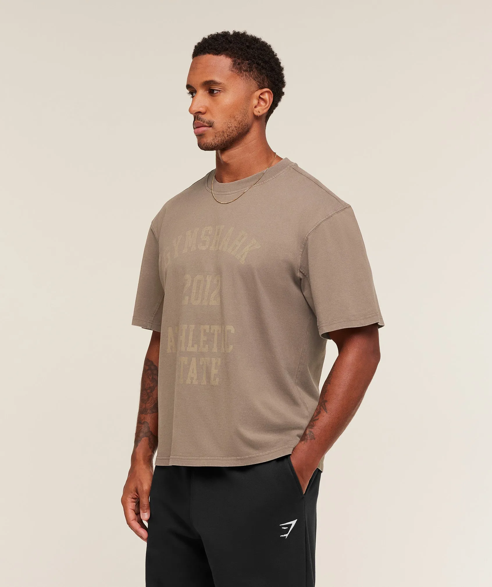 Gymshark Collegiate Washed T-Shirt - Soft Brown sold by Gymshark product image thumbnail 5