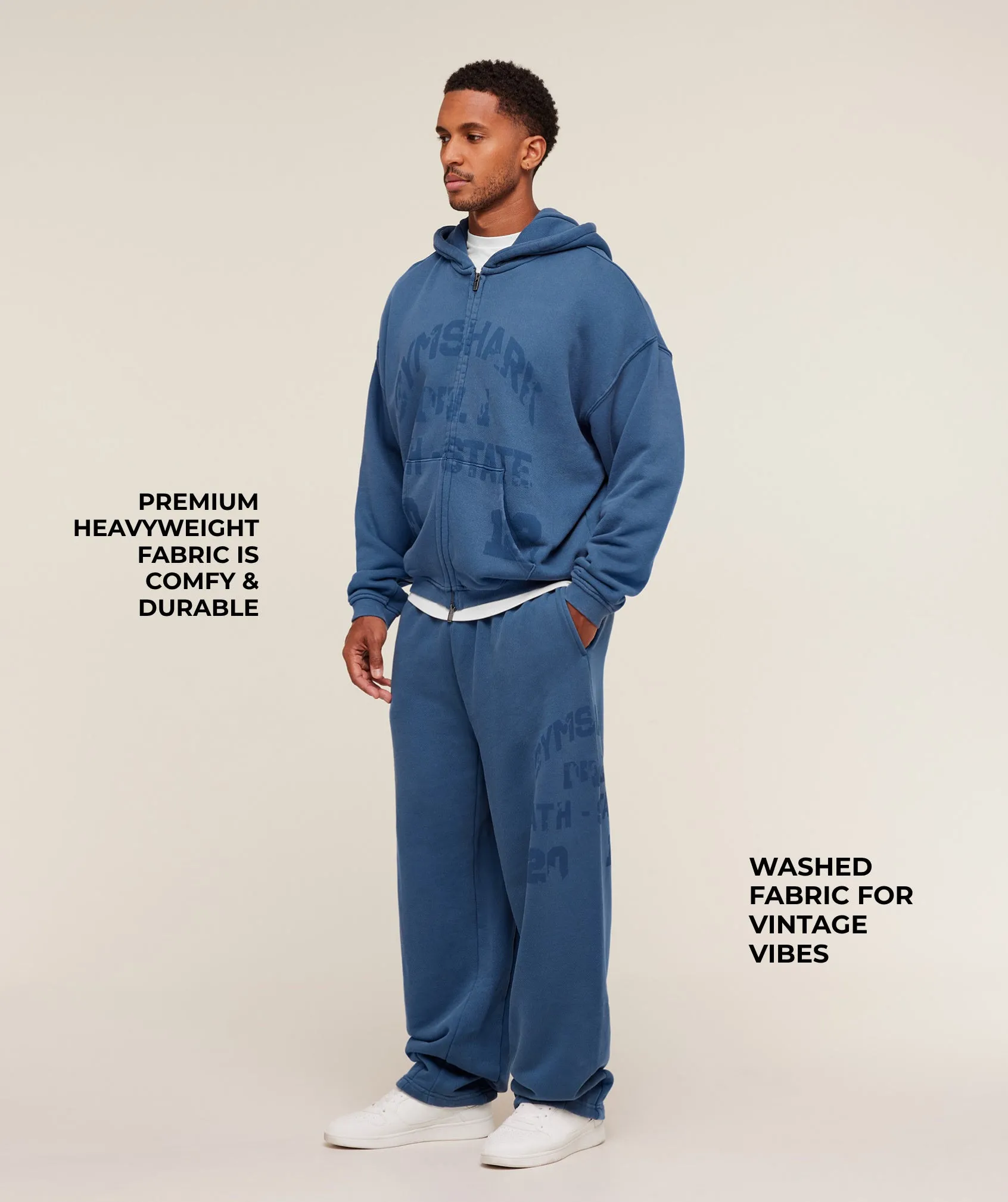 Gymshark Collegiate Washed Wide Leg Jogger - Compound Blue sold by Gymshark product image thumbnail 2