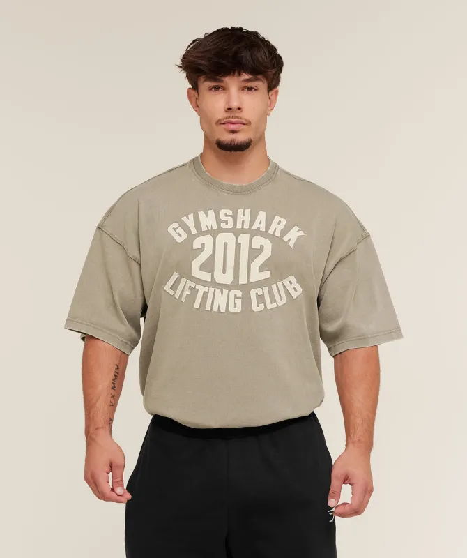 Gymshark 2012 Lifting Club T-Shirt - Linen Brown sold by Gymshark