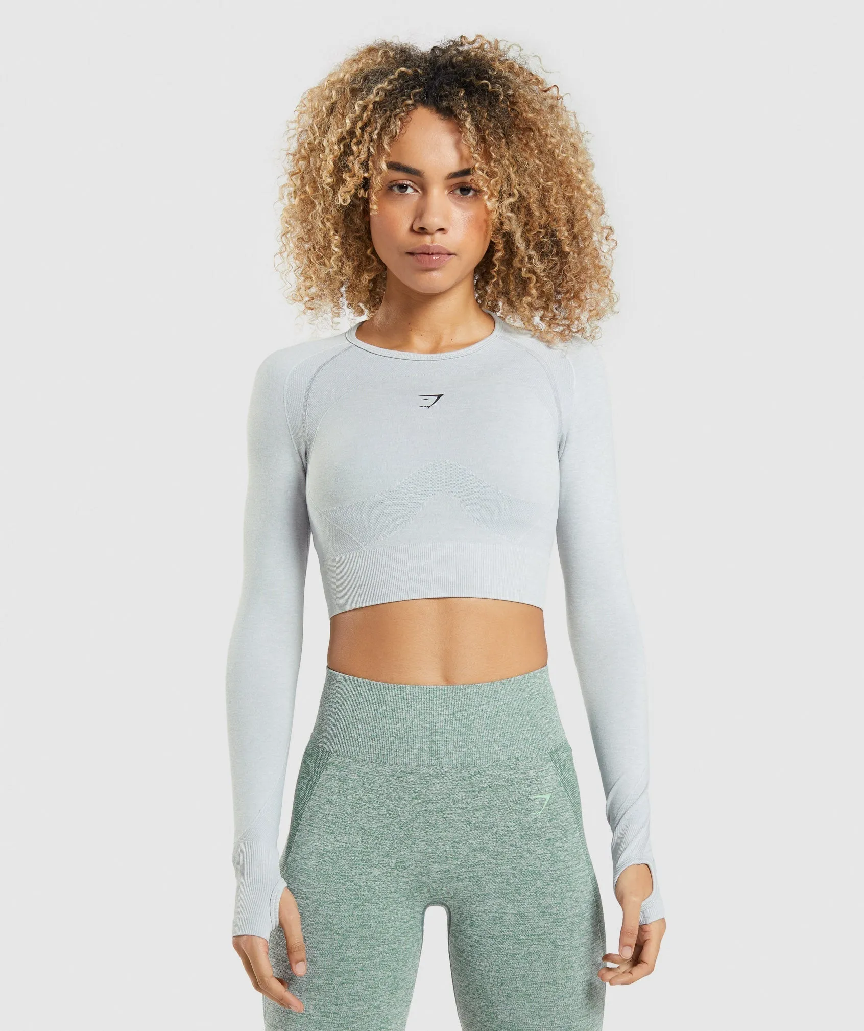 Gymshark Flex Sports Long Sleeve Crop Top - Light Grey Marl sold by Gymshark
