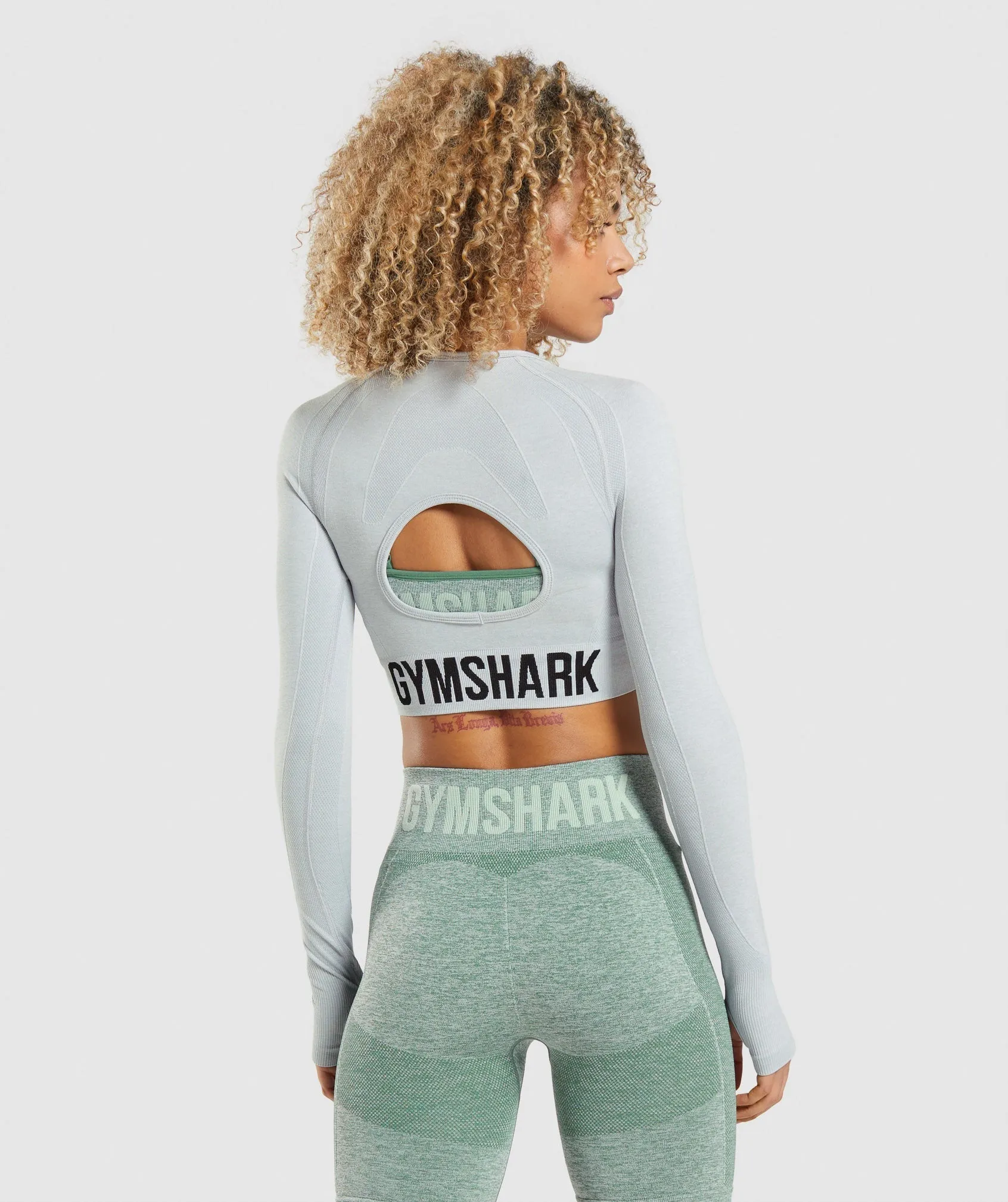 Gymshark Flex Sports Long Sleeve Crop Top - Light Grey Marl sold by Gymshark product image thumbnail 2