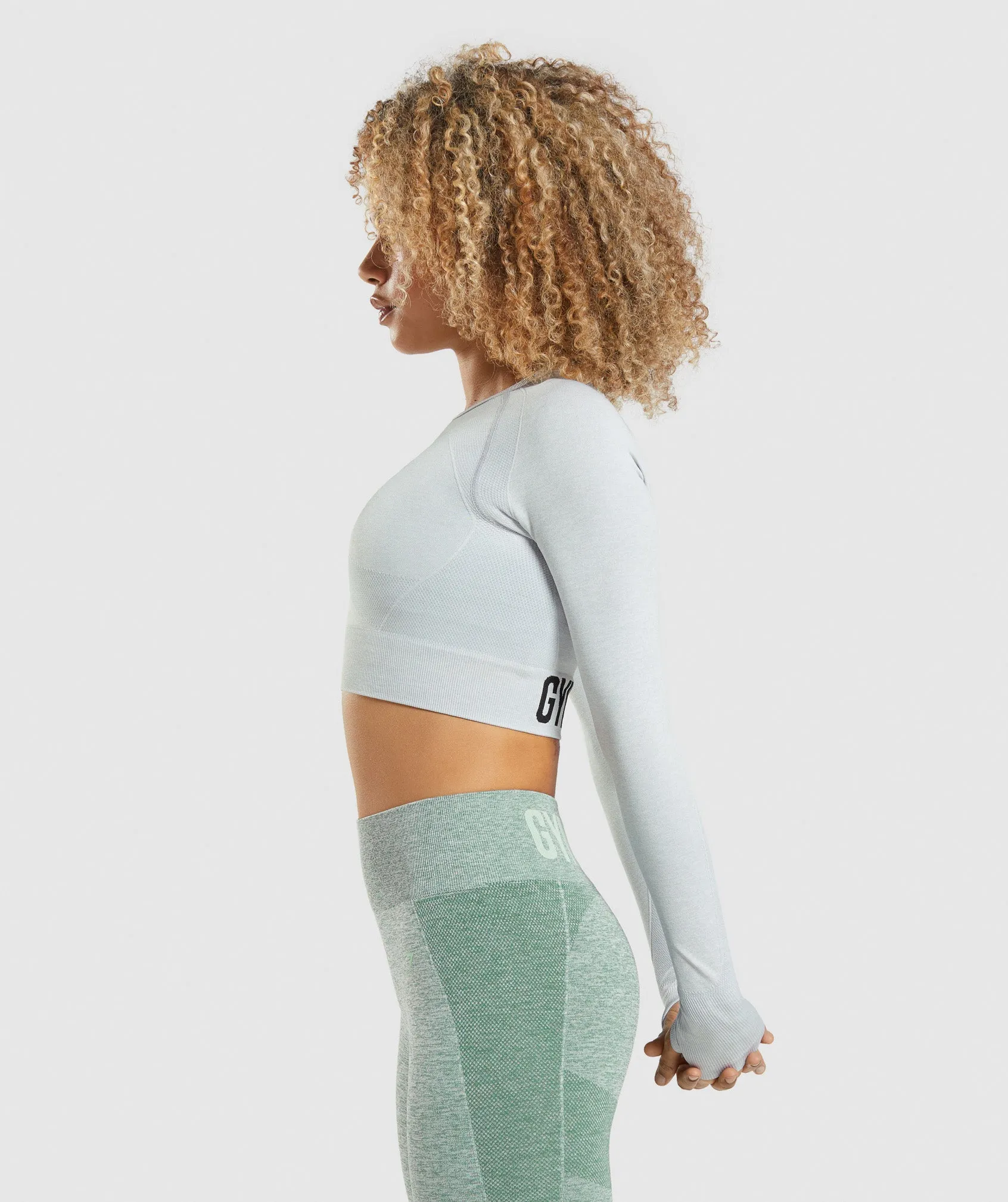 Gymshark Flex Sports Long Sleeve Crop Top - Light Grey Marl sold by Gymshark product image thumbnail 3