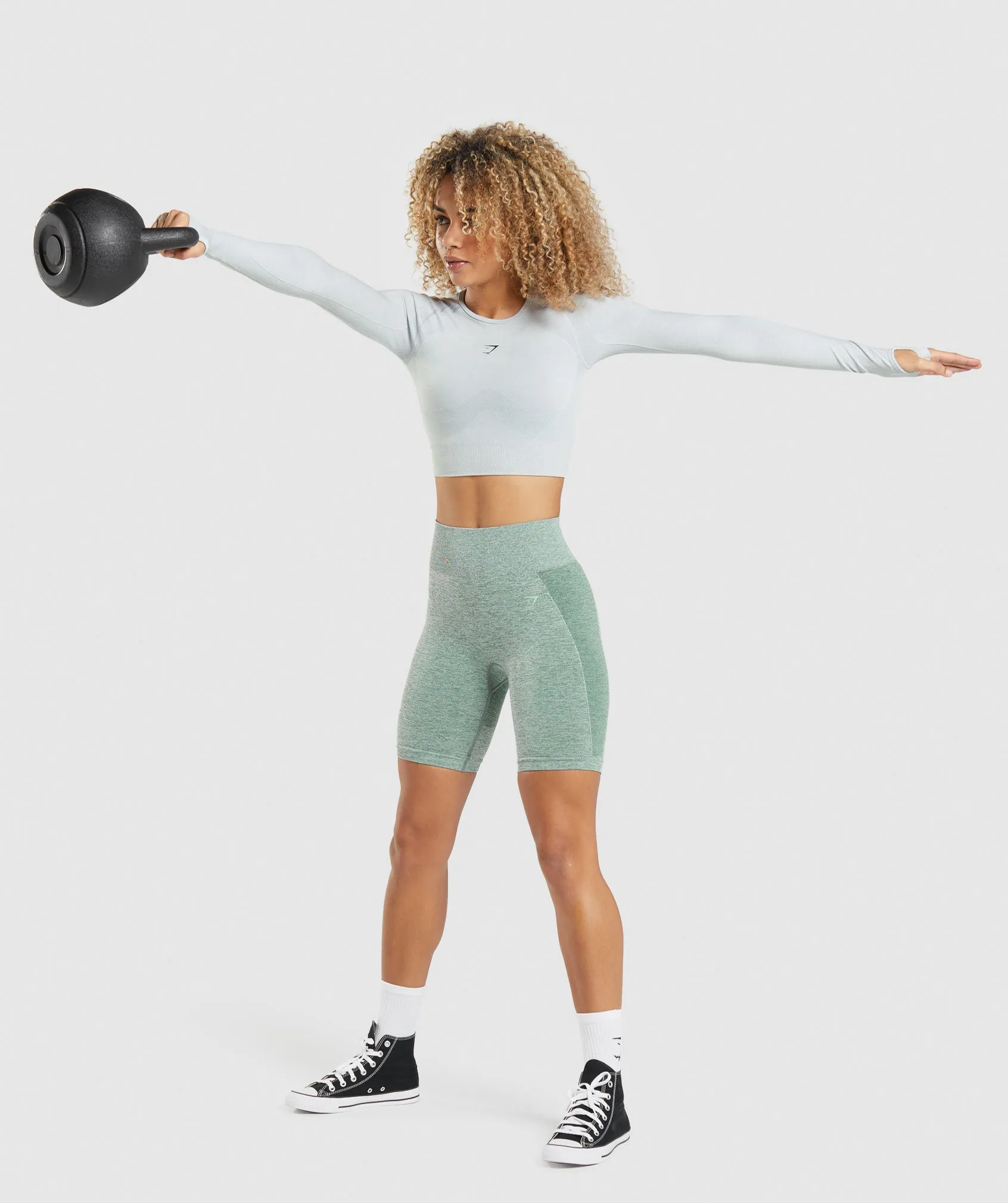 Gymshark Flex Sports Long Sleeve Crop Top - Light Grey Marl sold by Gymshark product image thumbnail 5
