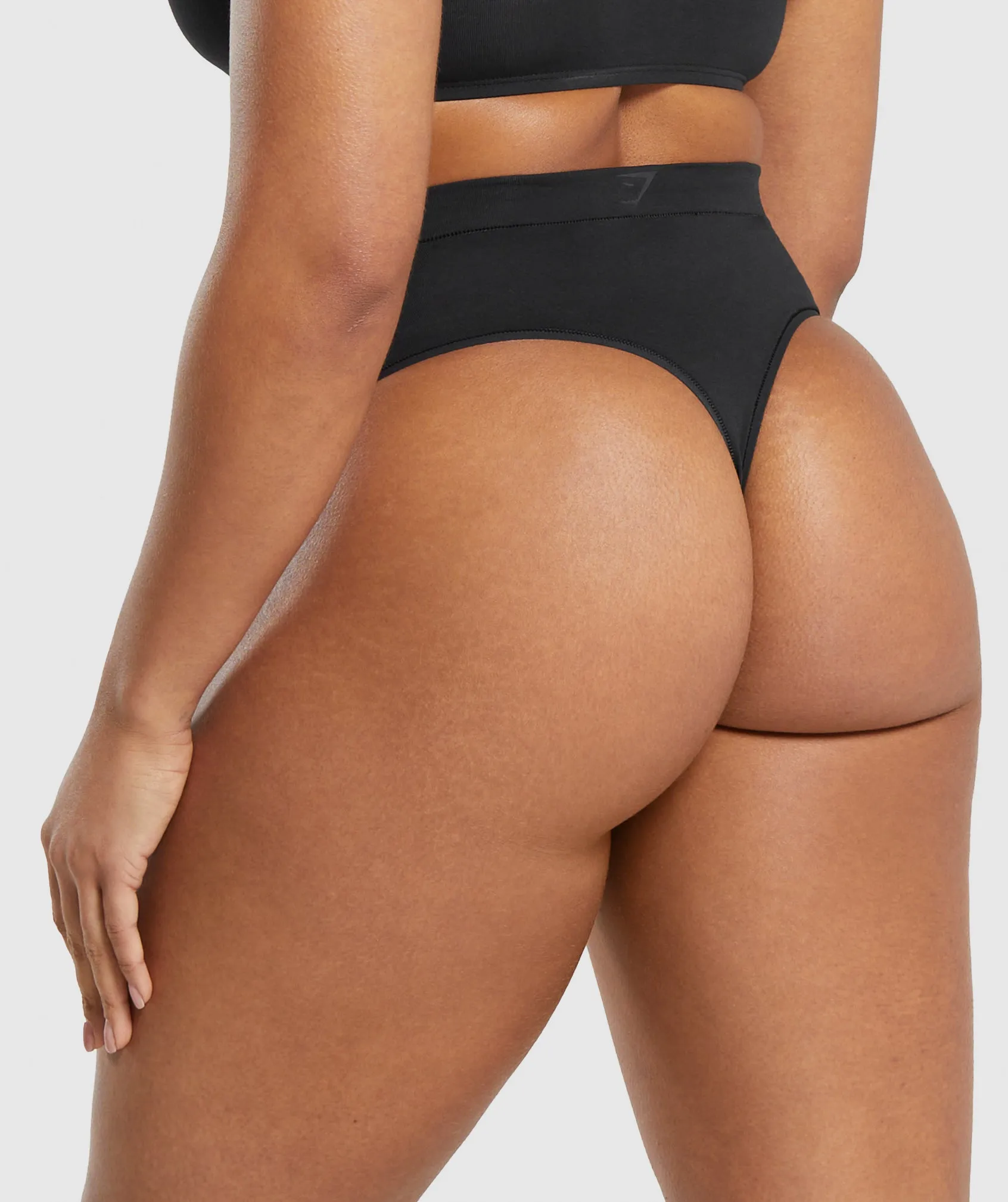 Gymshark Cotton High Waisted Thong - Black sold by Gymshark product image thumbnail 2