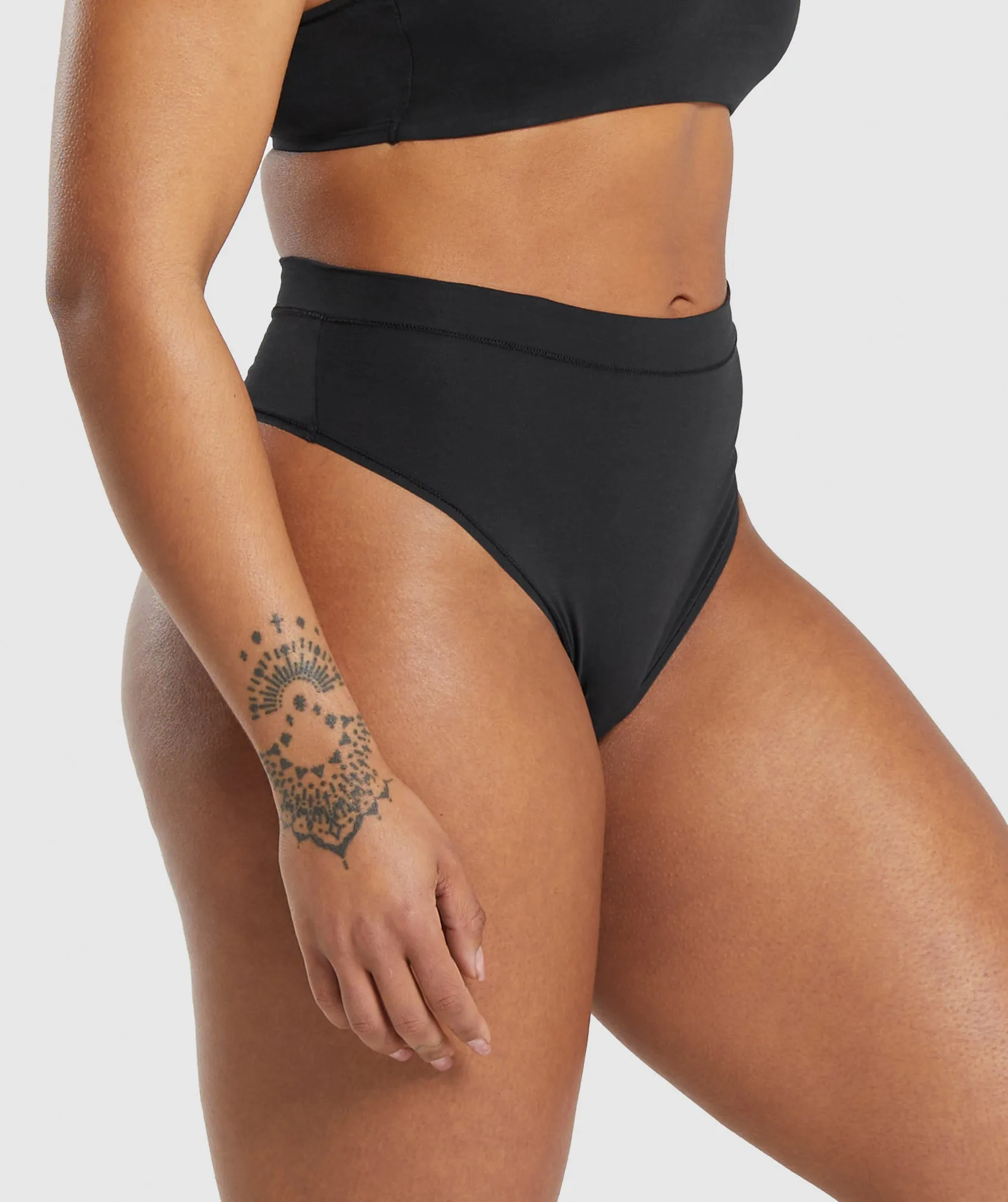 Gymshark Cotton High Waisted Thong - Black sold by Gymshark product image thumbnail 3
