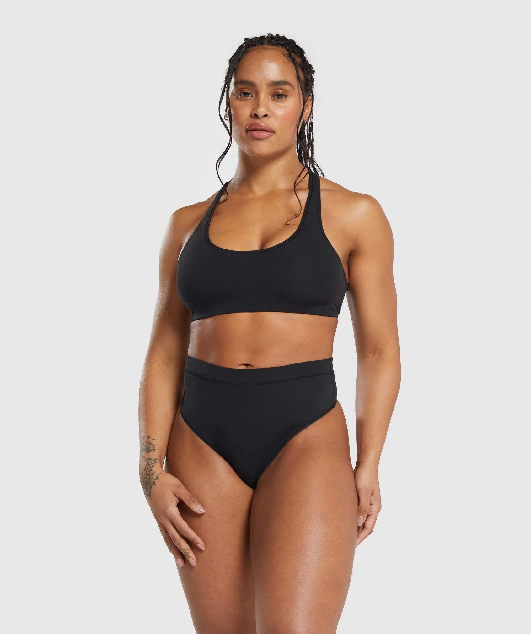 Gymshark Cotton High Waisted Thong - Black sold by Gymshark product image thumbnail 4