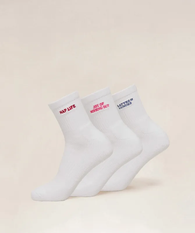 Gymshark Lattes and Lunges Multi Graphic Midi 3pk - White sold by Gymshark