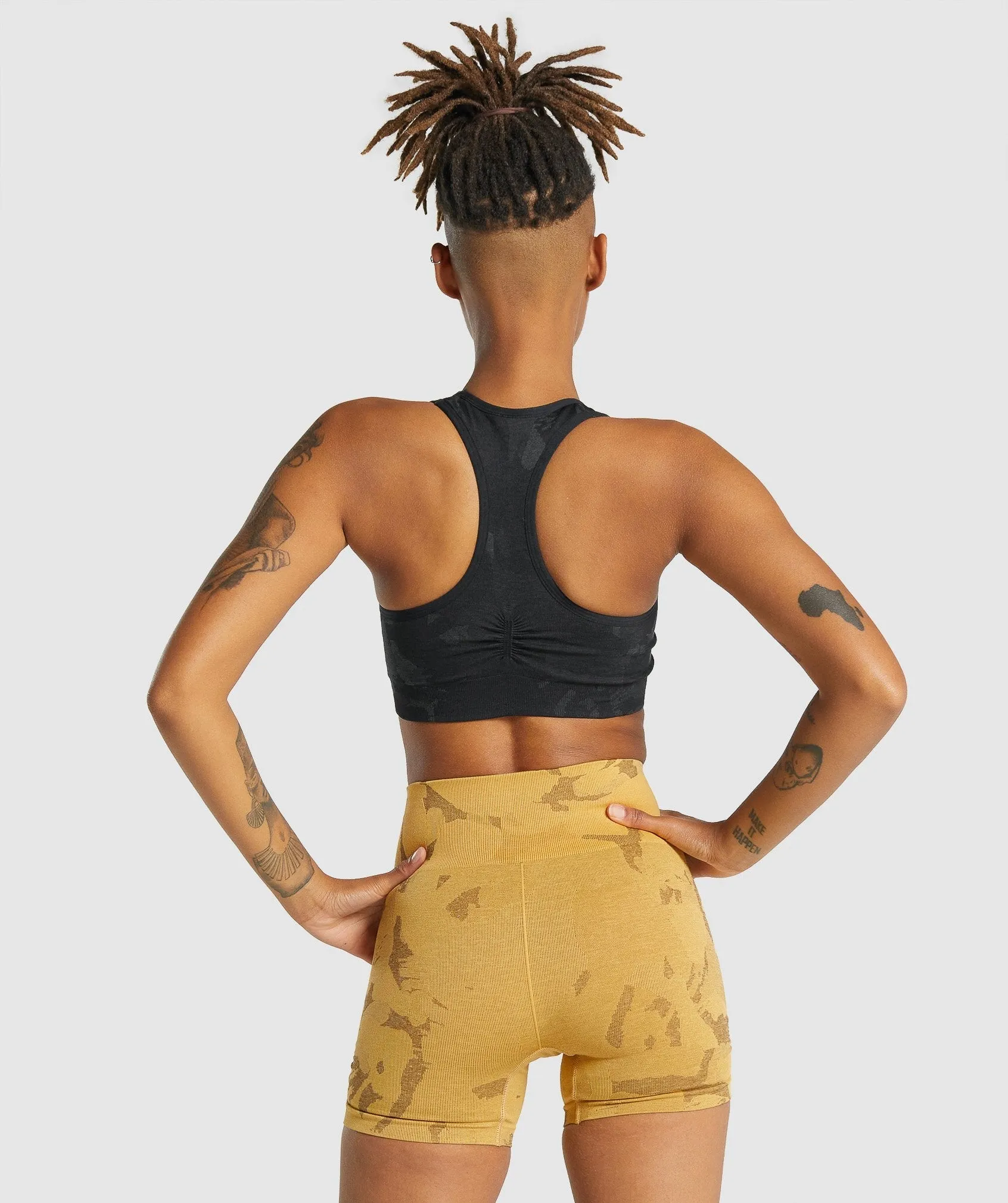 Gymshark Adapt Camo Seamless Racer Back Sports Bra - Savanna | Black sold by Gymshark product image thumbnail 2