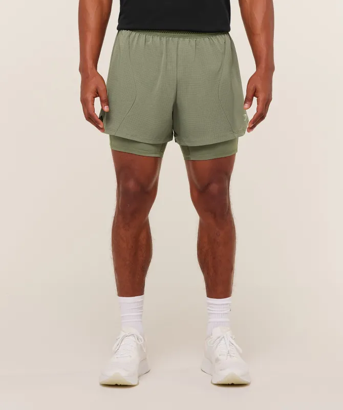 Gymshark Running 4" 2in1 Shorts - Base Green sold by Gymshark