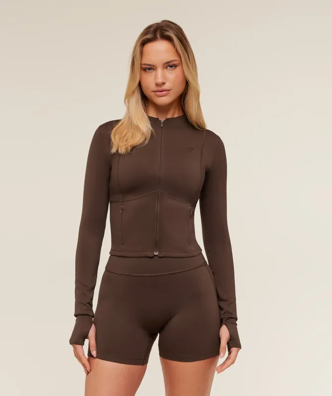 Gymshark Flow Zip Up Jacket - Archive Brown sold by Gymshark