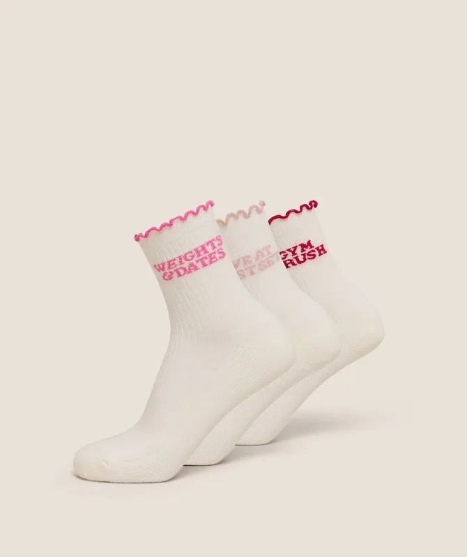 Gymshark Valentines Graphic Frill Midi 3pk - Soft White sold by Gymshark