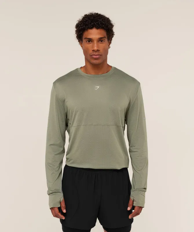 Gymshark Running Long Sleeve T-Shirt - Base Green sold by Gymshark