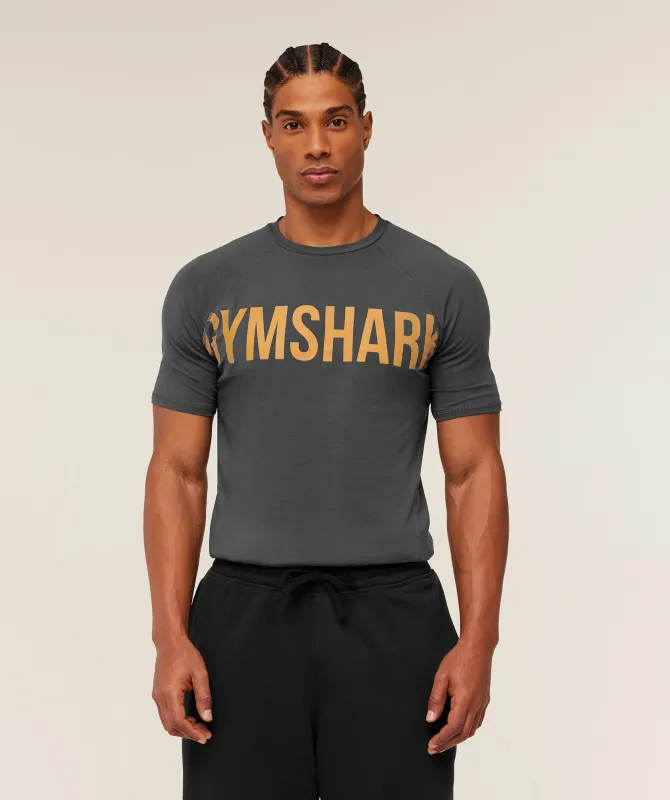 Gymshark Prime T-Shirt - Onyx Grey/Antique Gold sold by Gymshark