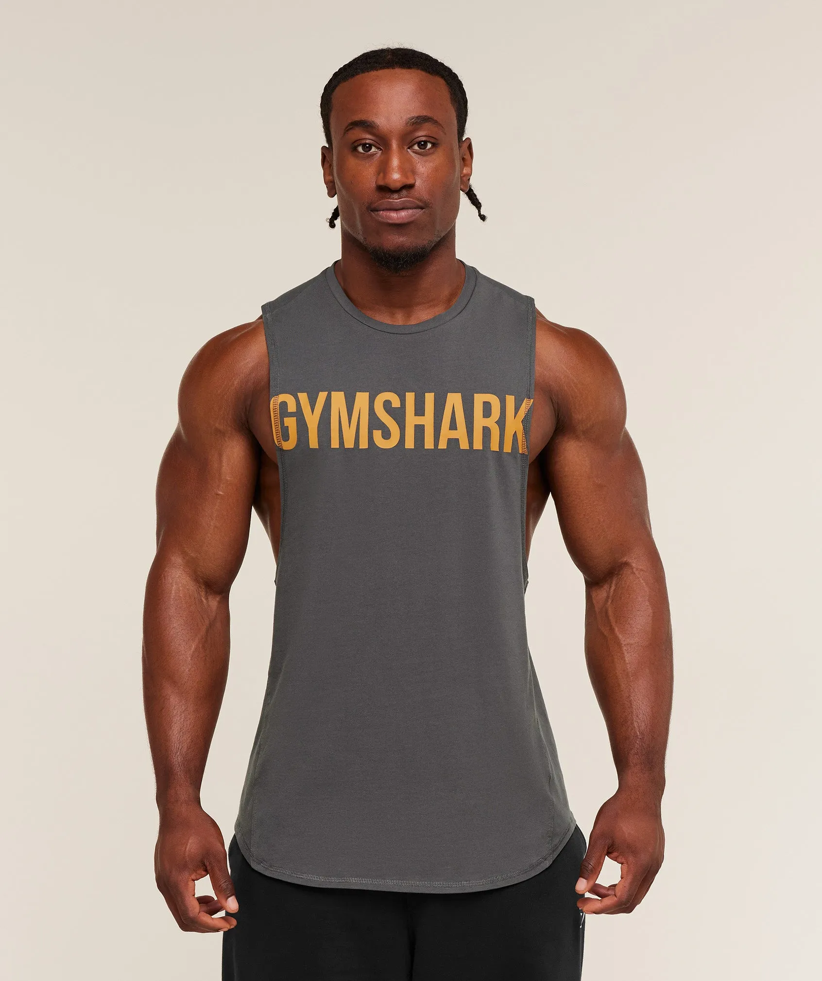 Gymshark Prime Drop Arm Tank - Onyx Grey/Antique Gold sold by Gymshark product image thumbnail 5