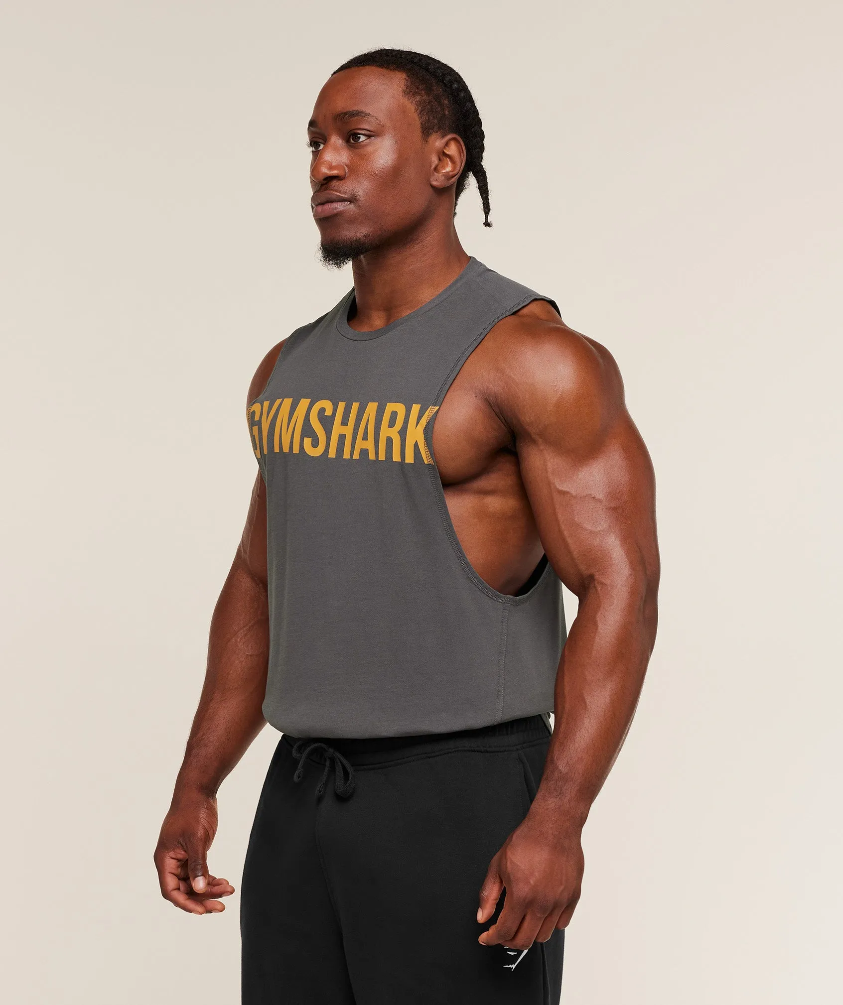 Gymshark Prime Drop Arm Tank - Onyx Grey/Antique Gold sold by Gymshark product image thumbnail 3