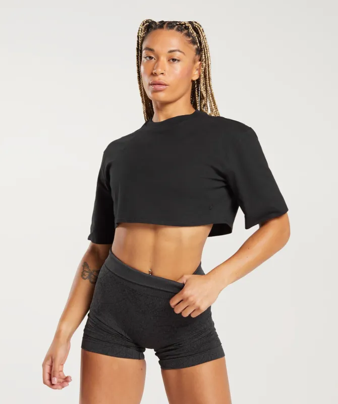 Gymshark Cotton Boxy Crop Top - Black sold by Gymshark