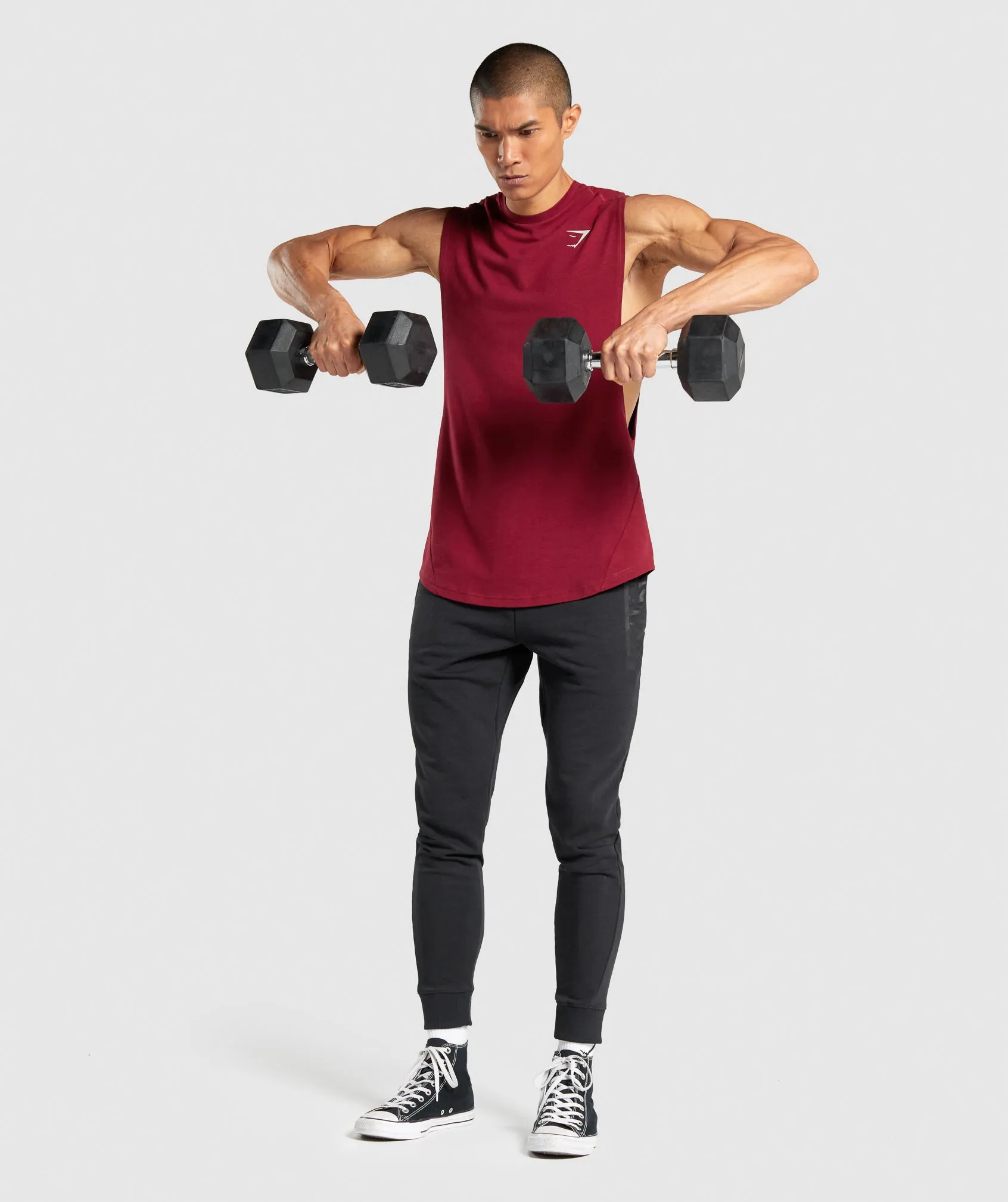 Gymshark Bold Drop Arm Tank - Burgundy sold by Gymshark product image thumbnail 4