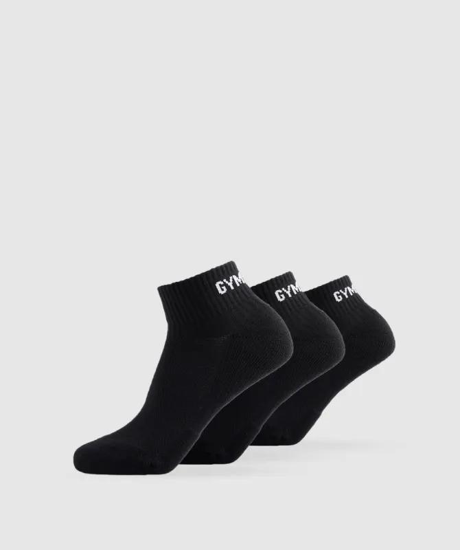 Gymshark Jacquard Quarter Socks 3pk - Black sold by Gymshark