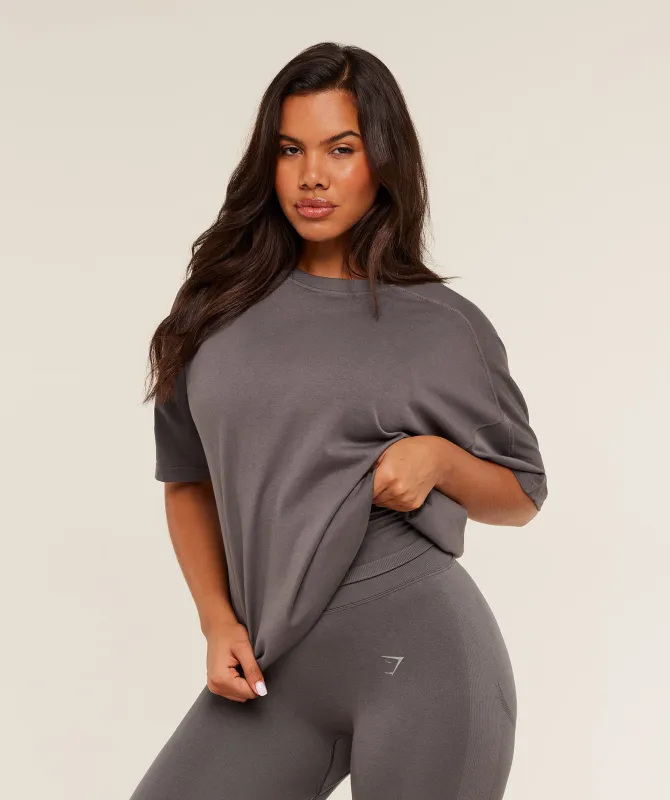 Gymshark Pump Cover Structured Fleece Top - GS Cool Brown/WASH sold by Gymshark