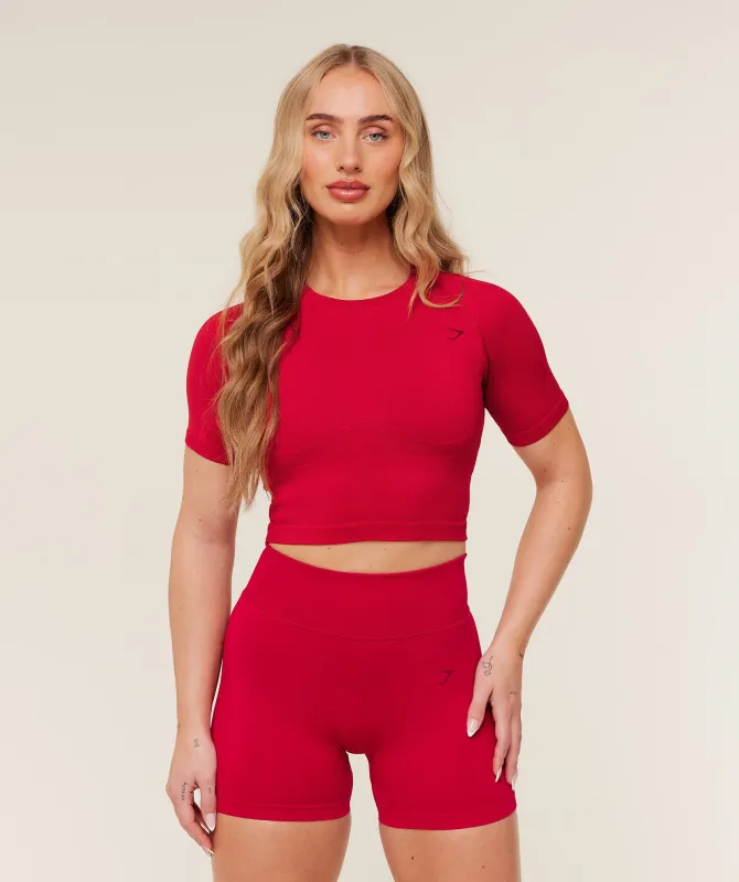 Gymshark Lift Seamless Short Sleeve Top - Carmine Red sold by Gymshark
