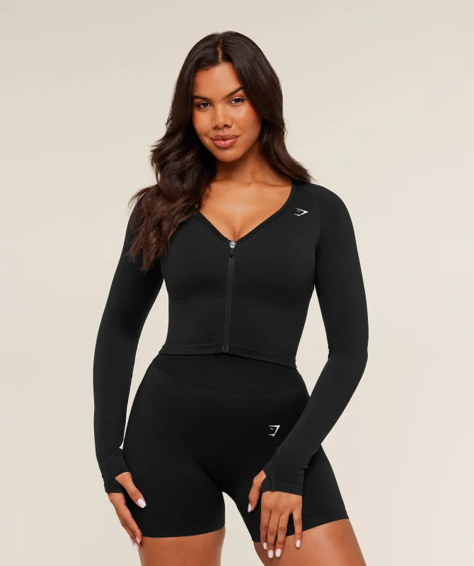 Gymshark Lift Seamless Jacket - Black/Black Marl sold by Gymshark