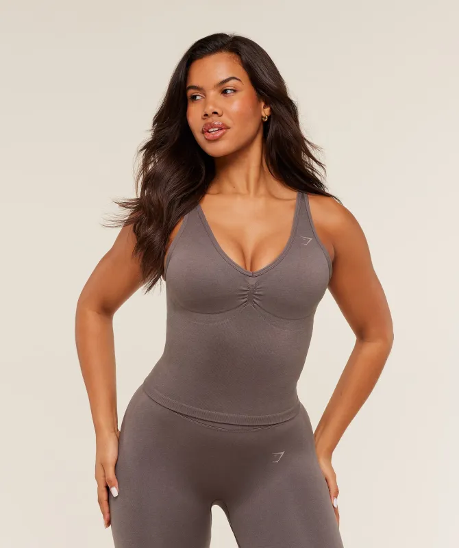 Gymshark Lift Seamless Tank with Shelf - Cool Brown sold by Gymshark