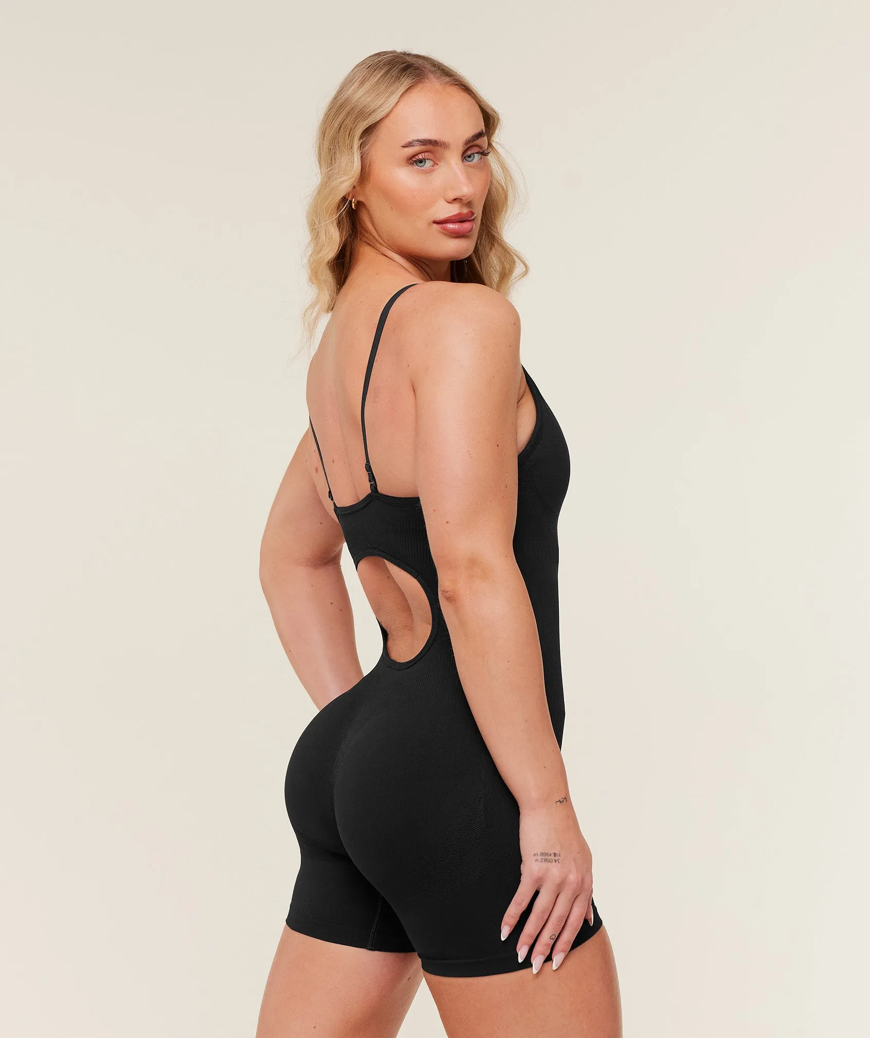 Gymshark Lift Seamless Strappy All in One - Black/Black Marl sold by Gymshark product image thumbnail 3
