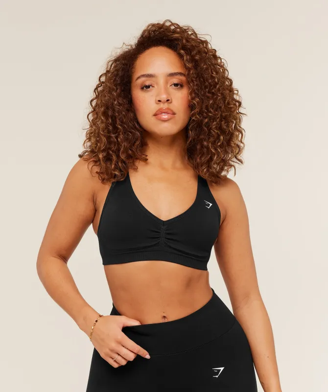 Gymshark Lift Seamless Sports Bra - Black/Black Marl sold by Gymshark