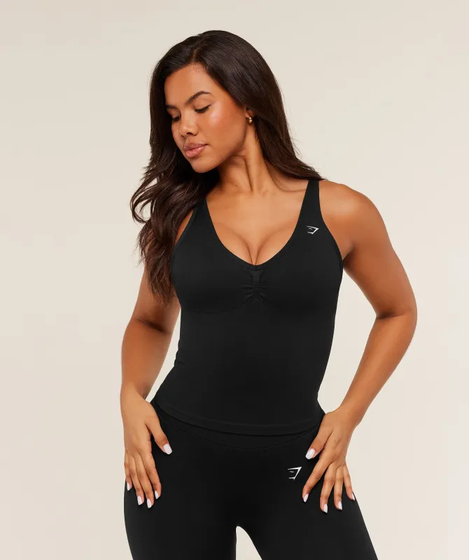 Gymshark Lift Seamless Tank with Shelf - Black Marl sold by Gymshark