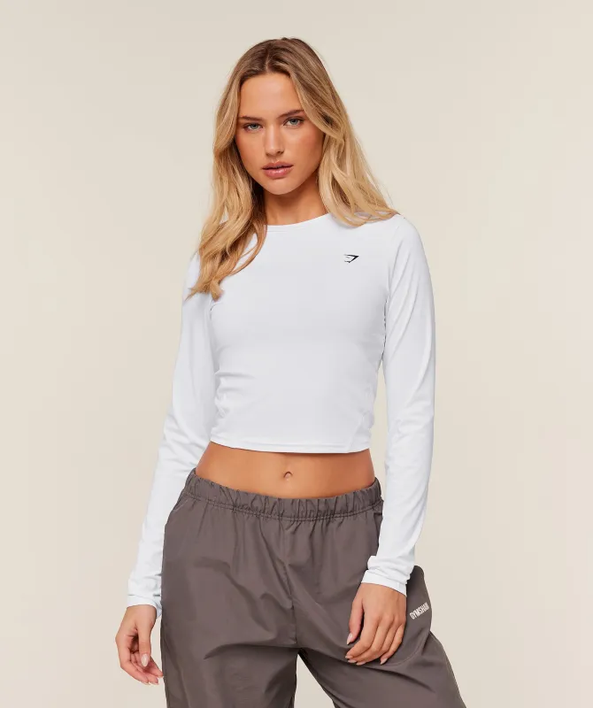 Gymshark Training Midi Long Sleeve Top - GS White sold by Gymshark