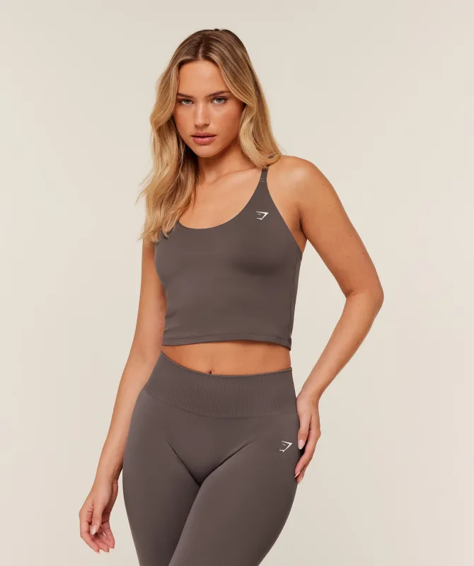 Gymshark Training Cami Tank With Shelf - Cool Brown made by Gymshark