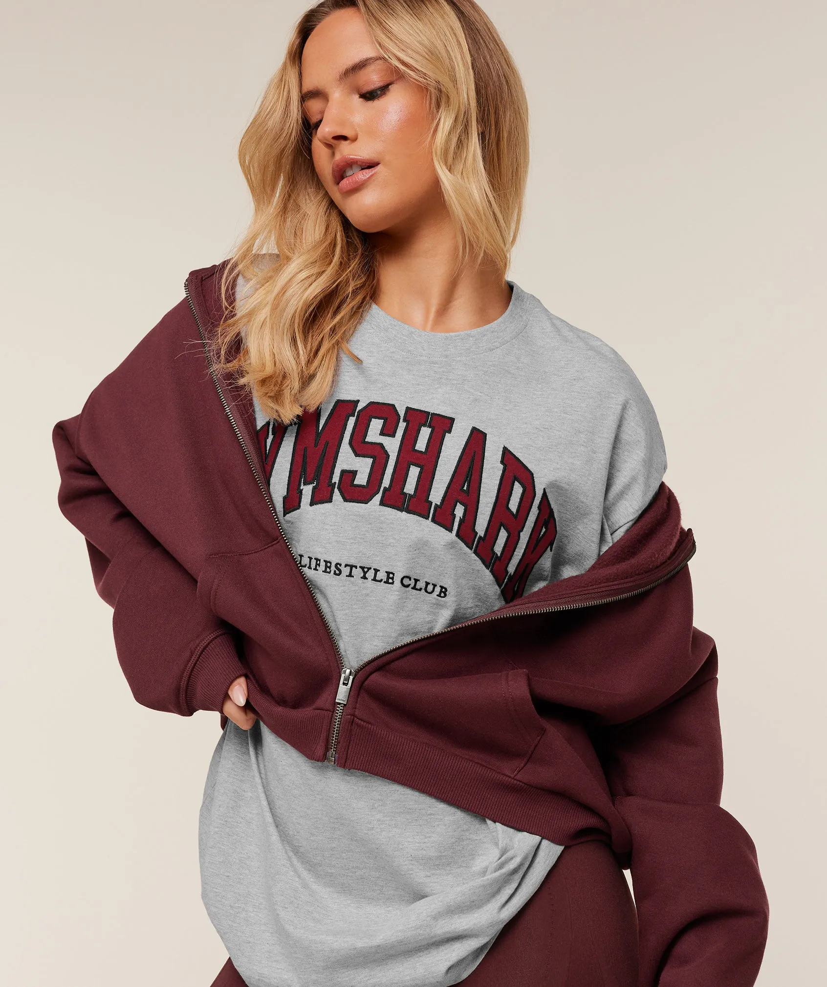 Gymshark Collegiate Graphic T-Shirt - Light Grey Core Marl/GS Sets Red sold by Gymshark product image thumbnail 5