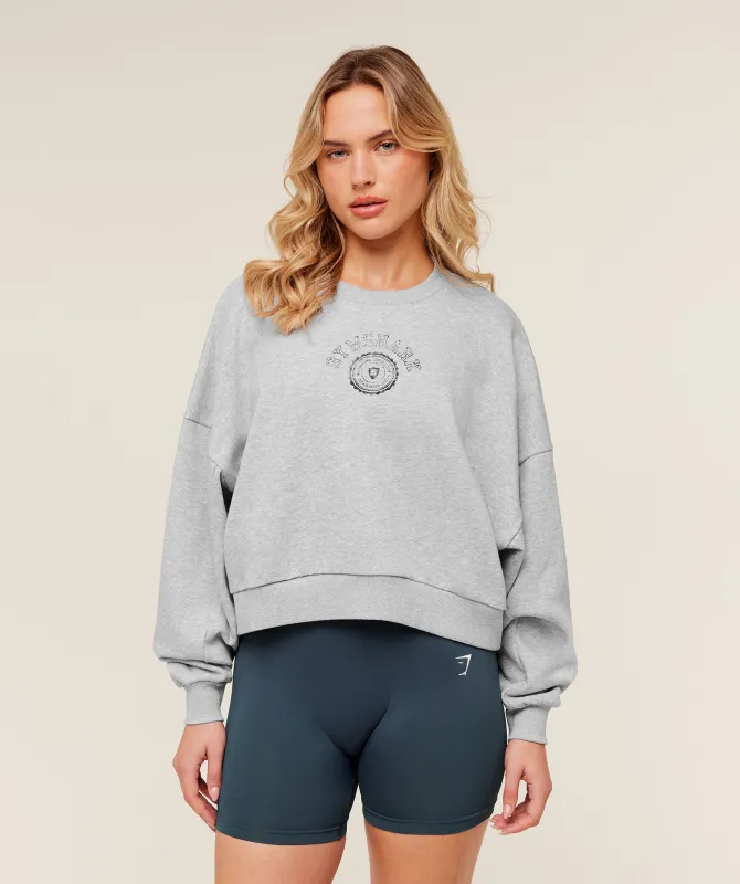 Gymshark Worn Crest Graphic Sweatshirt - Light Grey Core Marl sold by Gymshark