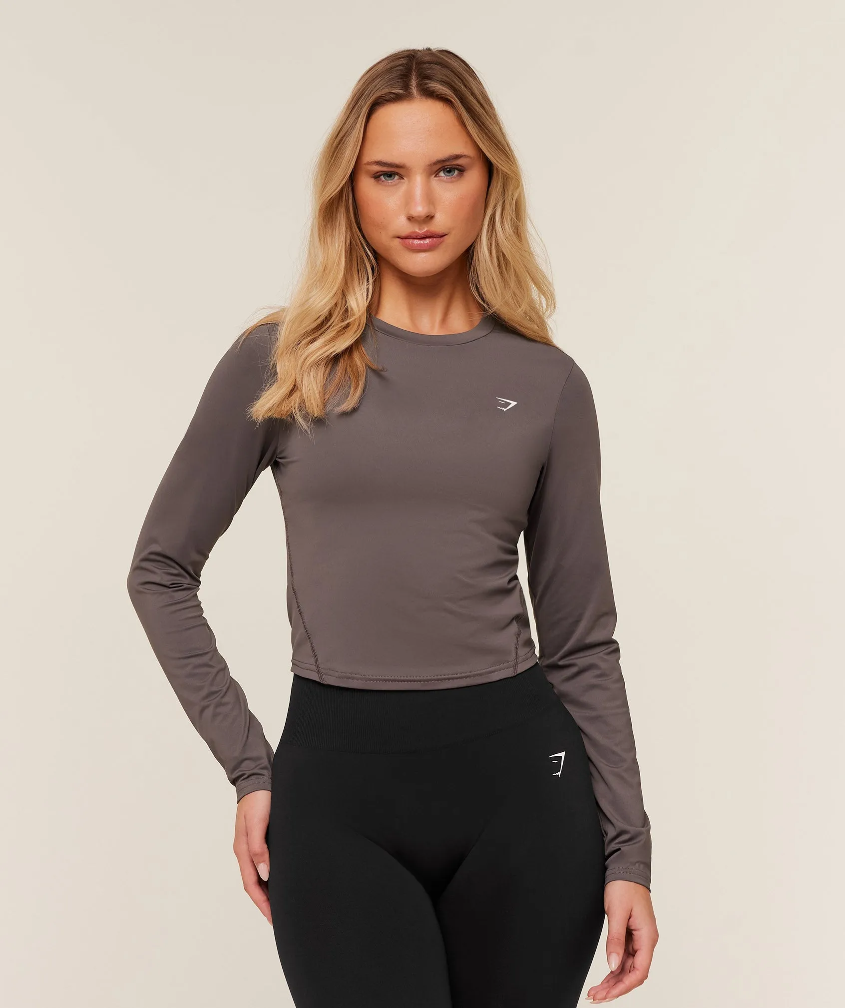 Gymshark Training Midi Long Sleeve Top - Cool Brown sold by Gymshark