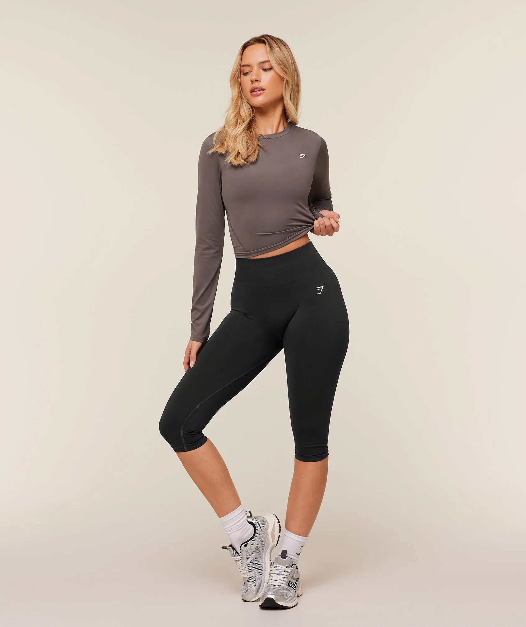 Gymshark Training Midi Long Sleeve Top - Cool Brown sold by Gymshark product image thumbnail 5